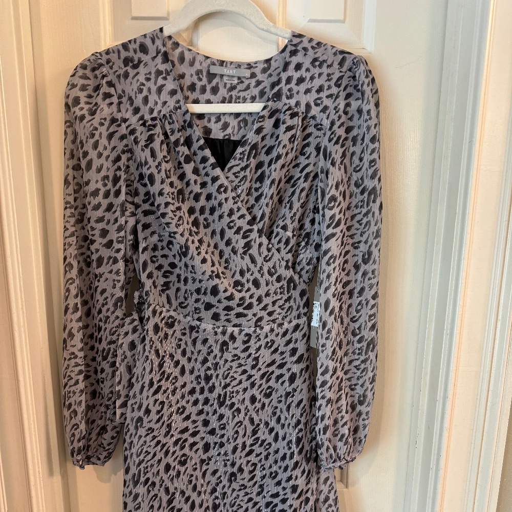 NWT Tart Collections wrap dress, fully lined, leopard print